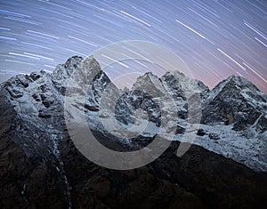 Kangtega and Thamserku mountain night view in Sagarmatha National park, Nepal Himalaya photo