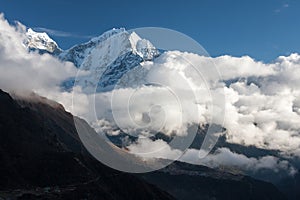 Kangtega and Thamserku from route to Gokyo photo