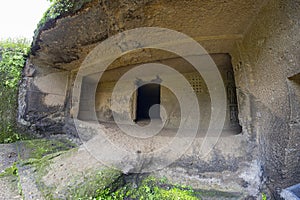 Kanheri caves city Mumbai state maharashtra in India. It is a ancient monuments and old temple building related to God budha. It i