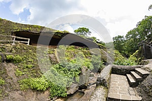 Kanheri caves city Mumbai state maharashtra in India. It is a ancient monuments and old temple building related to God budha. It i