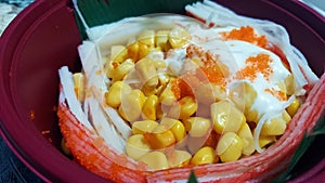 Kani crab salad with corn mayonnaise photo