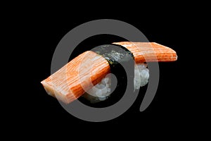 Kani sushi or Crab stick top on rice rap by Seaweed. Japanese tradition food