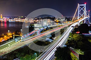 Kanmon Bridge links Kyushu and Honshu, Japan