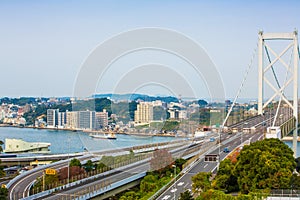 Kanmon strait and Kanmonkyo Bridge:Kanmonkyo Bridge connects Honshu and Kyushu in Japan