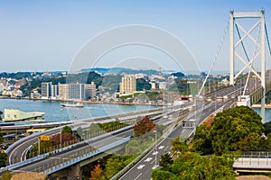 Kanmon strait and Kanmonkyo Bridge:Kanmonkyo Bridge connects Honshu and Kyushu in Japan