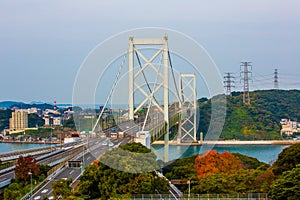 Kanmon strait and Kanmonkyo Bridge:Kanmonkyo Bridge connects Honshu and Kyushu in Japan