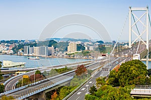 Kanmon strait and Kanmonkyo Bridge:Kanmonkyo Bridge connects Honshu and Kyushu in Japan