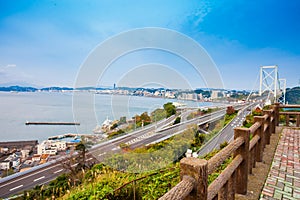 Kanmon strait and Kanmonkyo Bridge:Kanmonkyo Bridge connects Honshu and Kyushu in Japan