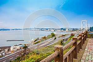 Kanmon strait and Kanmonkyo Bridge:Kanmonkyo Bridge connects Honshu and Kyushu in Japan