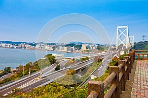 Kanmon strait and Kanmonkyo Bridge:Kanmonkyo Bridge connects Honshu and Kyushu in Japan