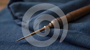 Kansa wand for marma point therapy on folded linen, AI generated image