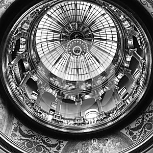 Kansas Capitol Dome Interior In Black And White