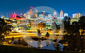 Kansas City cityscape by night
