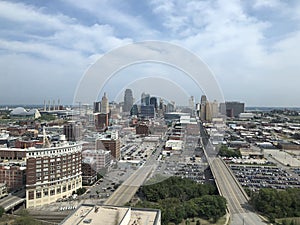 Kansas City, Missouri overview with Sprint Center and Metropolitan Area. Overview photo.