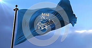 Kansas City Royals flag, american professional baseball team, waving - loop