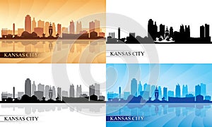 Kansas City skyline silhouettes Set