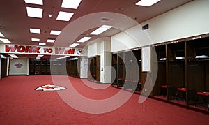 Interior view of Kansas City Chiefs NFM locker room, USA