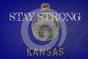 Kansas ,flag illustration. Coronavirus danger area, quarantined country. Stay strong