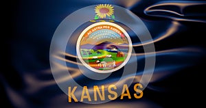 Kansas flag in the wind . 3d illustration