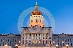 Kansas State Capital Building at Night