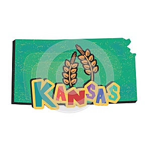 kansas state map. Vector illustration decorative design