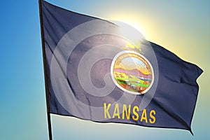 Kansas state of United States flag waving on the wind