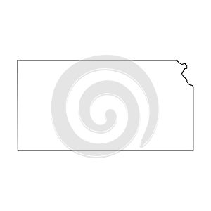 Kansas, state of USA - solid black outline map of country area. Simple flat vector illustration