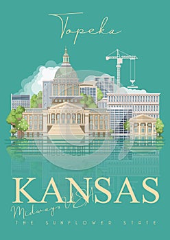 Kansas is a US state. Topeka. Sunflower state. photo