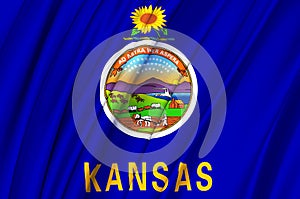 Kansas waving flag illustration.