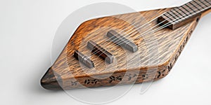 Kanun, string instrument lying on white background, showing its details photo