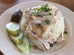 Kao man  kai. Chicken topping in rice.