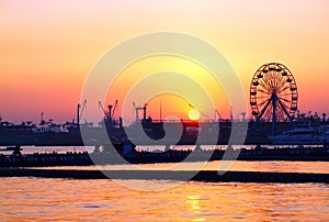 Kaohsiung Harbor Sunset with Ferris Wheel