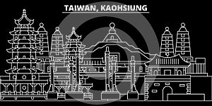 Kaohsiung silhouette skyline. Taiwan - Kaohsiung vector city, taiwanese linear architecture. Kaohsiung line travel