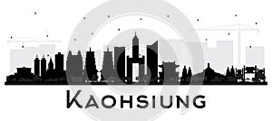 Kaohsiung Taiwan City Skyline Silhouette with Black Buildings Isolated on White