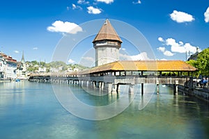 KapellbrÃ¼cke, oldest wood bridge in the world, Luzern, Swiss