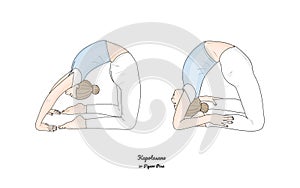 Kapotasana or Pigeon Pose. Vector