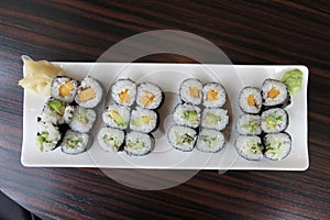 Kappa, avocado and oshinko vegan maki