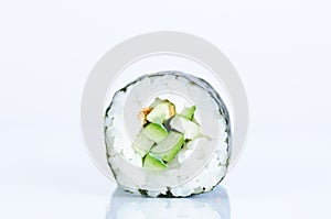 Kappa maki sushi against white background photo