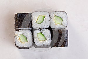 Kappa maki top isolated on white background roll with cucumber photo