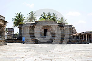 Kappe Channigraya temple on the south of Chennakeshava temple, Belur, Karnataka. The temple was built by Queen Shantala Devi in 11