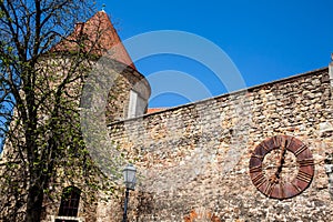 Kaptol fortress and the Antique rusty clock removed from the Zagreb Cathedral