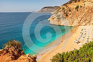 Kaputas beach near Kas town in Antalya region, Turkey with clear turquoise water and sandy beach