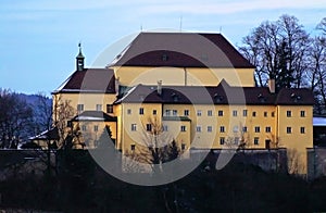 Kapuzinerberg abbey in Salzburg in the evening