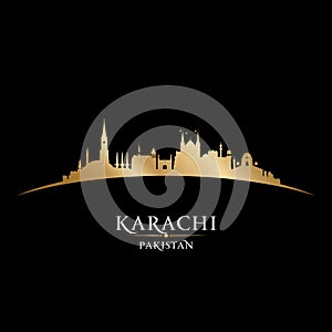 Karachi Pakistan city skyline silhouette black background photo