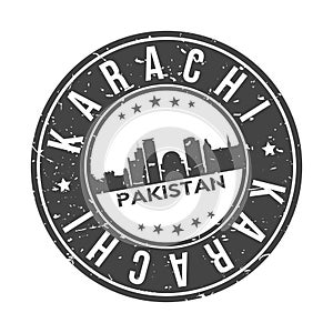 Karachi Pakistan Round Stamp Icon Skyline City Badge.