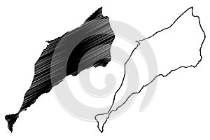 Karaginsky island Russia, Russian Federation, Kamchatka Krai map vector illustration, scribble sketch Karaginskiy map photo