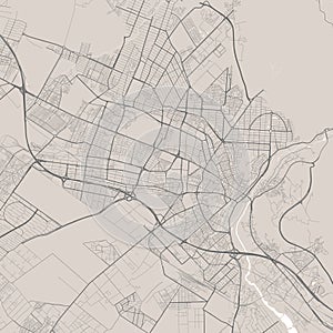 Karaj map, city in Iran. Streetmap municipal area