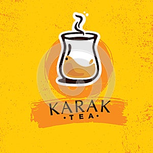 Karak Milk Chai Illustration On Organic Background. Spicy Hot Tea Design Element Vector Design