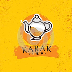 Karak Milk Chai Illustration On Organic Background. Spicy Hot Tea Design Element Vector Design