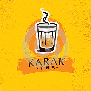 Karak Milk Chai Illustration On Organic Background. Spicy Hot Tea Design Element Vector Design